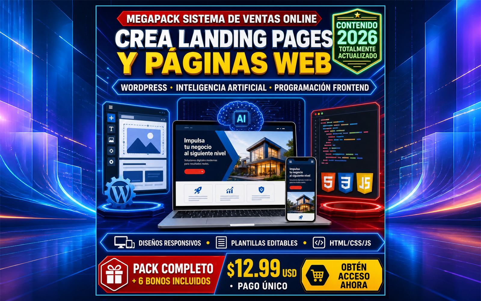 Curso de páginas web y landing pages con tres métodos