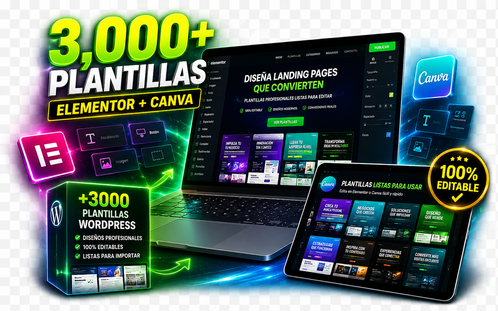Mockup +3000 Plantillas Elementor